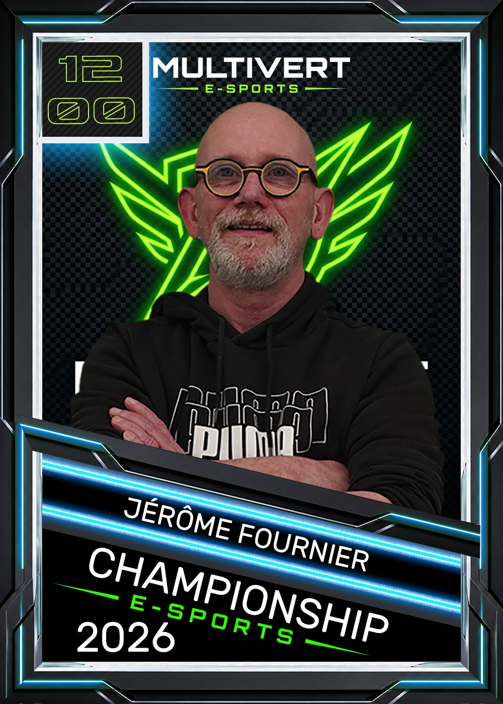 Carte de joueur e-sport personnalisée générée en temps réel – animation photo événement gaming – MultiVert Expériences
