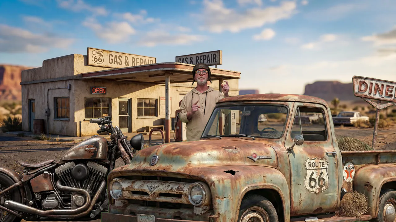 Studio VFX mobile pour événementiel : incrustation dans un décor Route 66
