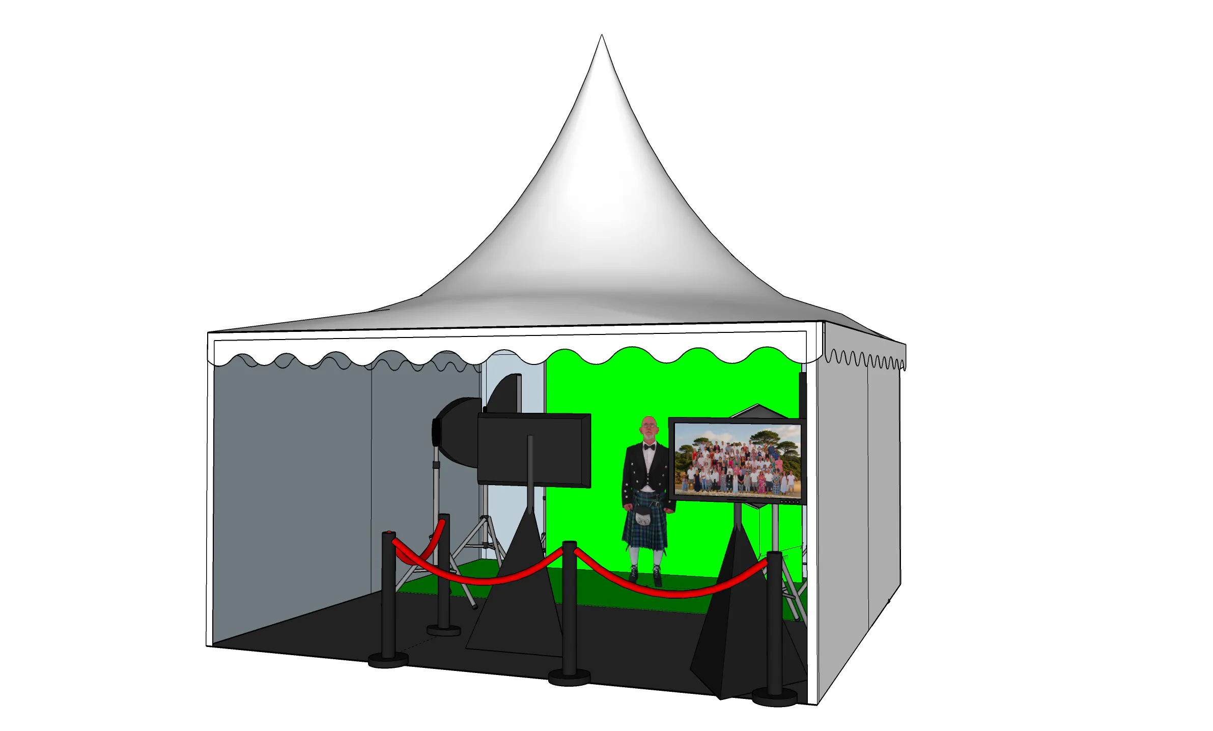 Installation extérieure barnum Multi Vert Photobooth